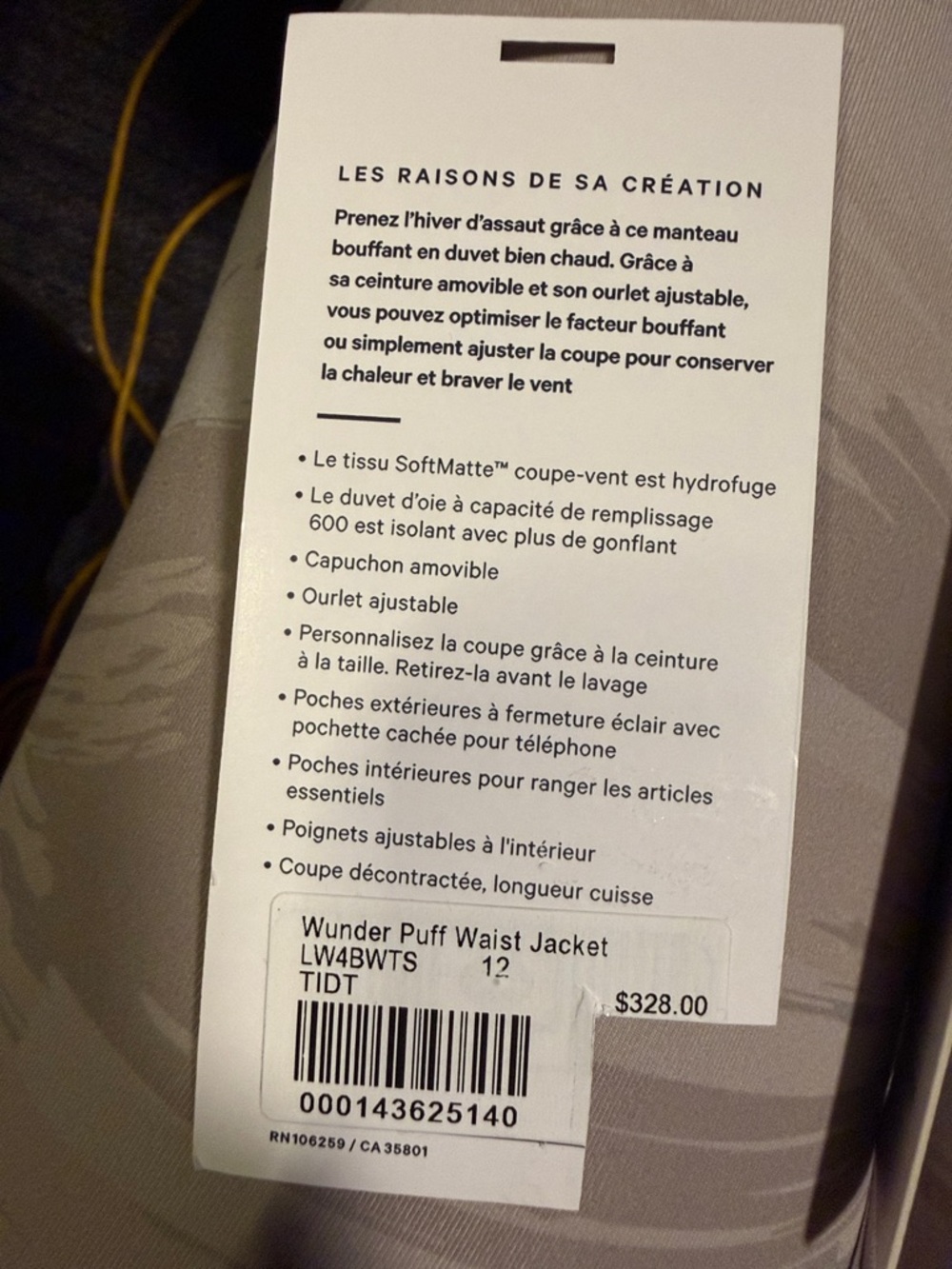Lululemon Wunder Puff Waist Jacket - Picture 10 of 10